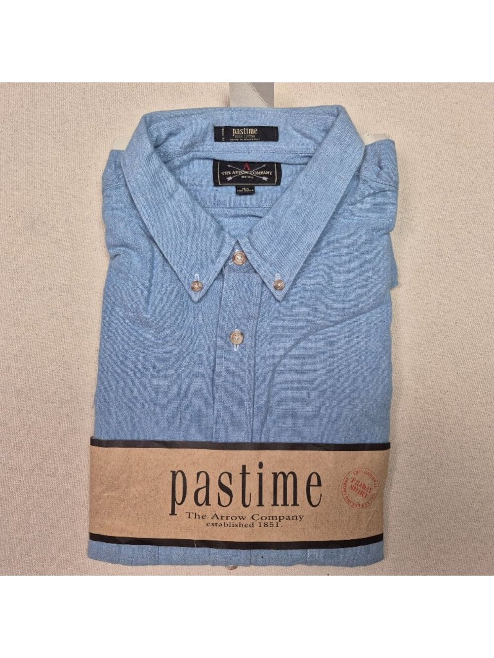 Arrow Company Pastime Mens Short Sleeve Button Up Marled Blue Shirt Sz L VTG NWT